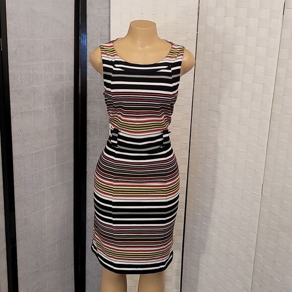 BRAND NEW I LE NEW YORK MULTI-COLOR STRIPE CASUAL DRESS - Picture 6 of 16